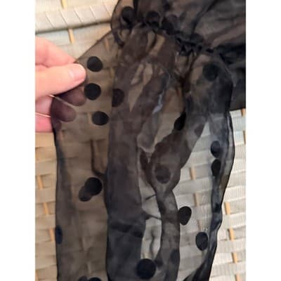Eloquii Square Neckline Blouse Large Black NWOT Puff Sheer Polka Dot Sleeve - Thumbnail 7