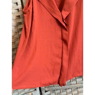 Forever 21 Sleeveless Flowy Dressy Tank Top M Terracotta Dust Draped Cowl Neck - Thumbnail 4