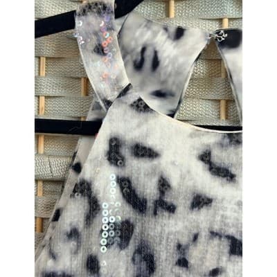Parker Beautiful Sequin Mini Dress Small Black NWOT Leopard Print Halter Neck - Thumbnail 11