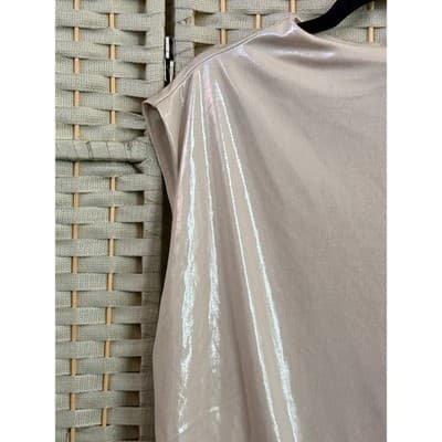 Express Metallic Draped Tank Top Silver XXL NWT Mock Neck Sleeveless Fitted - Thumbnail 5
