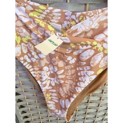 Aerie Real Good Cheekiest Bikini Bottom Small Brown NWT Floral Print High Waist - Thumbnail 5