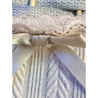 SHEIN MOD Lace Trim Knit Camisole Tank Top Beige XS Bow Detail Scoop Neckline - Thumbnail 5