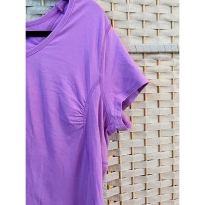 Old Navy Activewear Short Sleeve Top Purple XL Ruched Details Scoop Neckline - Thumbnail 3