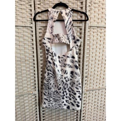 Parker Beautiful Sequin Mini Dress Small Black NWOT Leopard Print Halter Neck - Thumbnail 13