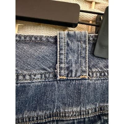 New York and Company Denim Mini Skorts Blue 8 Hidden Built-In Short - Thumbnail 13