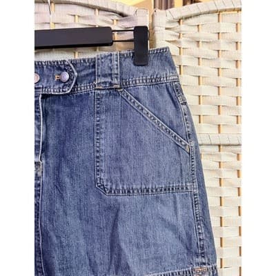 New York and Company Denim Mini Skorts Blue 8 Hidden Built-In Short - Thumbnail 3