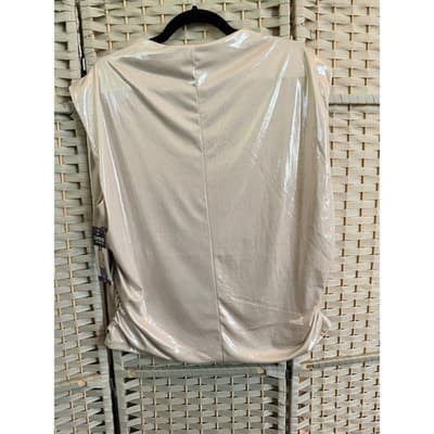 Express Metallic Draped Tank Top Silver XXL NWT Mock Neck Sleeveless Fitted - Thumbnail 8