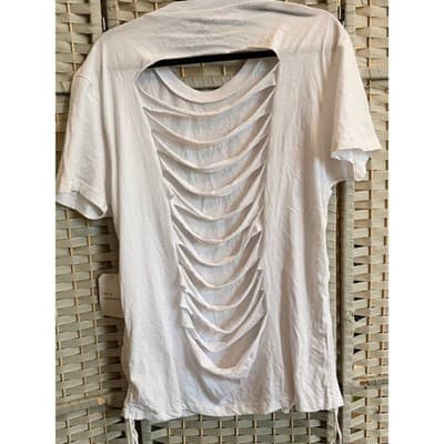 On Fire Open Back Distressed Style Top 3XL White NWT Ladder Cut Out Crew Neck - Thumbnail 4