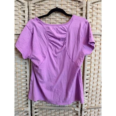 Old Navy Activewear Short Sleeve Top Purple XL Ruched Details Scoop Neckline - Thumbnail 6