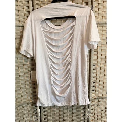 On Fire Open Back Distressed Style Top 3XL White NWT Ladder Cut Out Crew Neck - Thumbnail 2