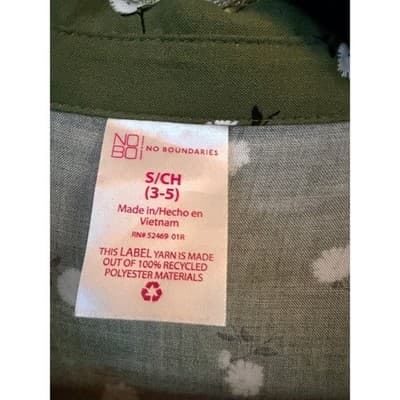 No Boundaries Breezy Summer Blouse Green S Floral Pattern Tie Front Waistband - Thumbnail 6