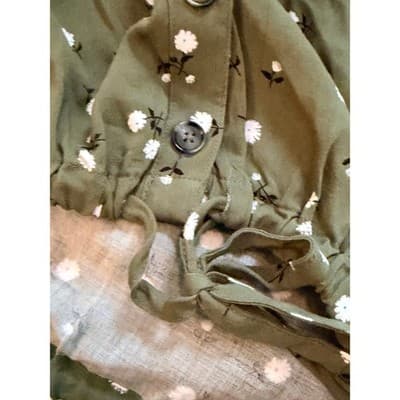 No Boundaries Breezy Summer Blouse Green S Floral Pattern Tie Front Waistband - Thumbnail 12