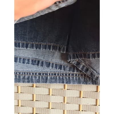 New York and Company Denim Mini Skorts Blue 8 Hidden Built-In Short - Thumbnail 7