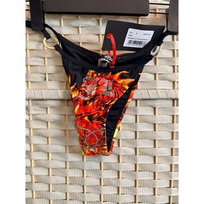 Jaded London Flaming Dragon Bikini Bottom Fire Print Rhinestone NWT XS - Thumbnail 2