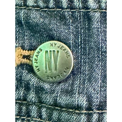New York and Company Denim Mini Skorts Blue 8 Hidden Built-In Short - Thumbnail 6