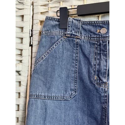 New York and Company Denim Mini Skorts Blue 8 Hidden Built-In Short - Thumbnail 4