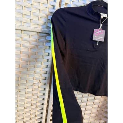 Heart & Hips Active Long Sleeve Top Small Black NWT Crop Quarter Zip Mock Neck - Thumbnail 7