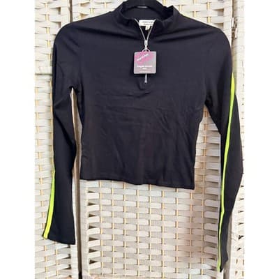 Heart & Hips Active Long Sleeve Top Small Black NWT Crop Quarter Zip Mock Neck - Thumbnail 4