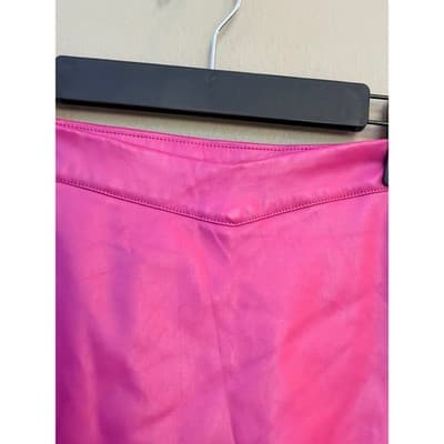 SHEIN Pleather Mini Skort Stylish 4 Small Pink Rose Front Side Slit High Waist - Thumbnail 4