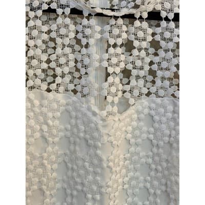 Petal & Pup Lauren Lace Midi Dress White Small Ruffle Sleeve Boho - Thumbnail 7