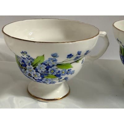 Set of 2 Forget Me Not by Rosina Hammersley Teacups Vintage Discontinued - Thumbnail 2