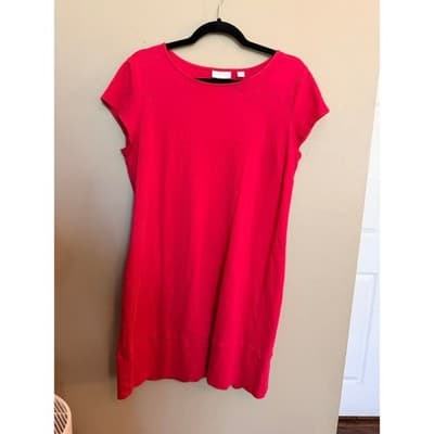 NEW YORK & COMPANY Mini Dress Large Magenta NWOT One Piece Cap Sleeve - Thumbnail 2