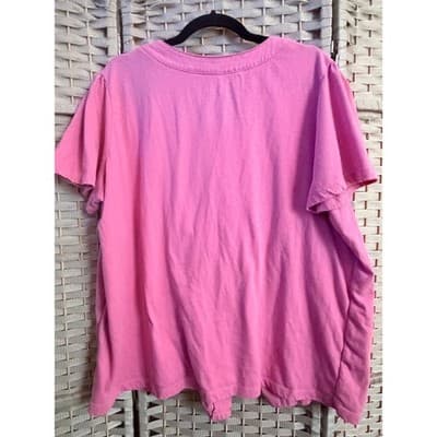 Blair Button Front Short Sleeve Plus Size Blouse Pink 2XL Casual Square Neckline - Thumbnail 7