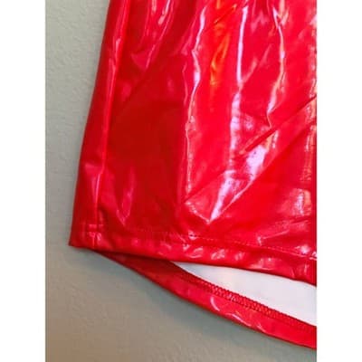 SHEIN Shiny Leather Shorts Large Red NWT High Rise Pull On Fitted - Thumbnail 4