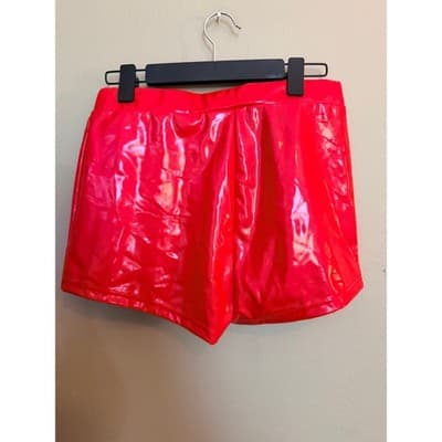 SHEIN Shiny Leather Shorts Large Red NWT High Rise Pull On Fitted - Thumbnail 11