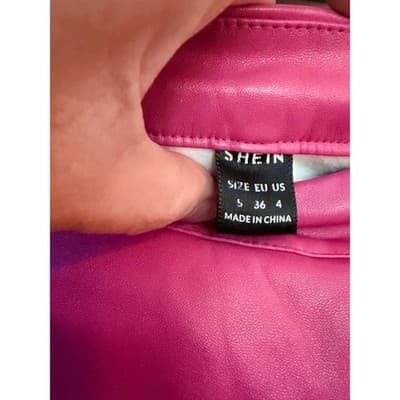 SHEIN Pleather Mini Skort Stylish 4 Small Pink Rose Front Side Slit High Waist - Thumbnail 5
