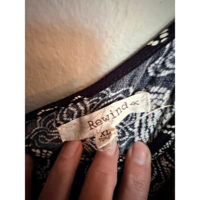 Rewind High Low Midi Dress XL Black White NWOT Cold Shoulder Floral Design - Thumbnail 17