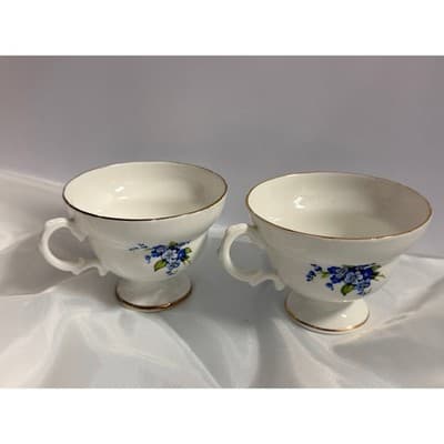 Set of 2 Forget Me Not by Rosina Hammersley Teacups Vintage Discontinued - Thumbnail 7