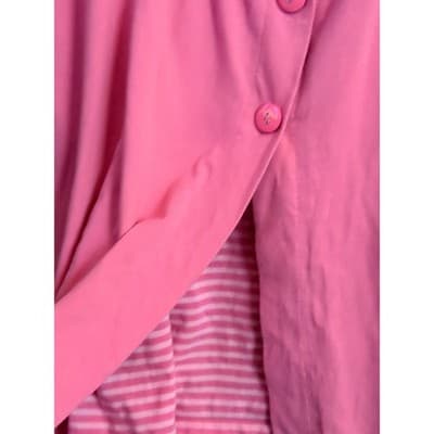 Blair Button Front Short Sleeve Plus Size Blouse Pink 2XL Casual Square Neckline - Thumbnail 6
