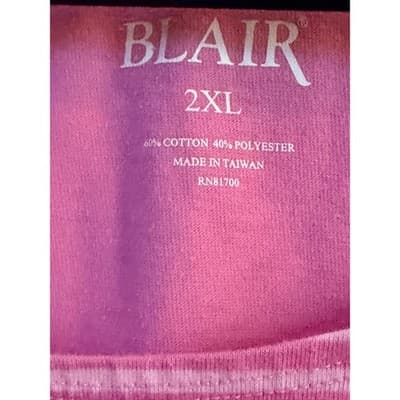 Blair Button Front Short Sleeve Plus Size Blouse Pink 2XL Casual Square Neckline - Thumbnail 4