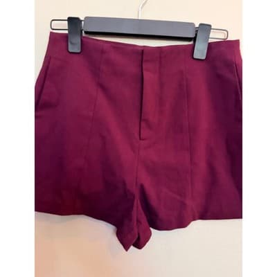 Forever 21 Fitted Shorts Women's Small Front Zipper Mid Rise Dark Plum - Thumbnail 2