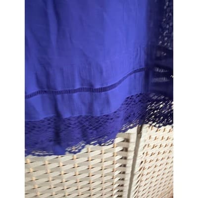 Adiva Summer Sleeveless Blouse Medium Blue Button Front Crochet Trim Details - Thumbnail 11