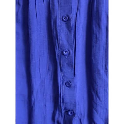 Adiva Summer Sleeveless Blouse Medium Blue Button Front Crochet Trim Details - Thumbnail 5