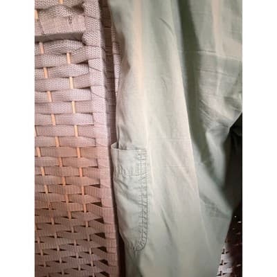 Women's Wide Ribbed Waistband Pants M Green Cargo Pockets Cropped Style - Thumbnail 7