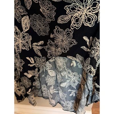 Rewind High Low Midi Dress XL Black White NWOT Cold Shoulder Floral Design - Thumbnail 6