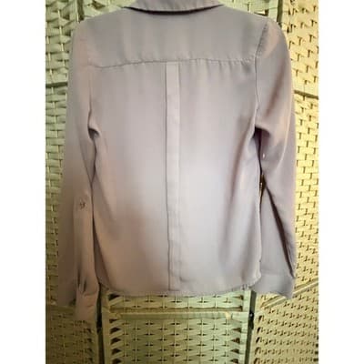 The Limited Lilac Button Front Blouse XS Purple Long Sleeve Pointed Collar - Thumbnail 8