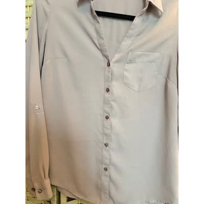 The Limited Lilac Button Front Blouse XS Purple Long Sleeve Pointed Collar - Thumbnail 3