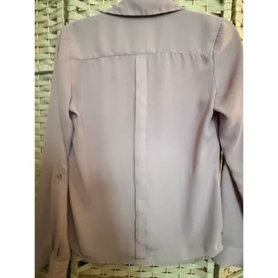 The Limited Lilac Button Front Blouse XS Purple Long Sleeve Pointed Collar - Thumbnail 10