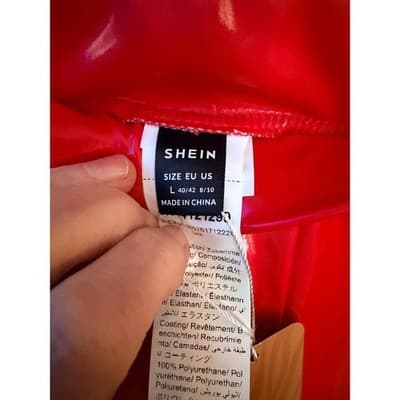 SHEIN Shiny Leather Shorts Large Red NWT High Rise Pull On Fitted - Thumbnail 8