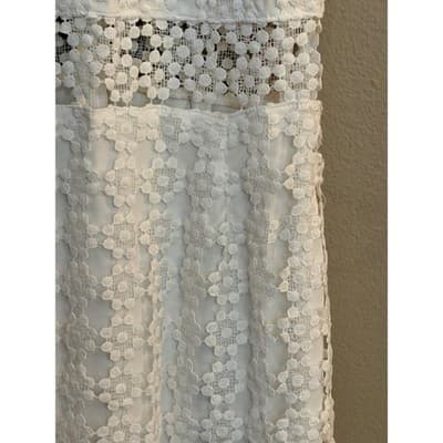 Petal & Pup Lauren Lace Midi Dress White Small Ruffle Sleeve Boho - Thumbnail 6