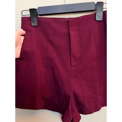 Forever 21 Fitted Shorts Women's Small Front Zipper Mid Rise Dark Plum - Thumbnail 5