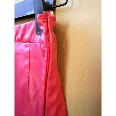 SHEIN Pleather Mini Skort Stylish 4 Small Pink Rose Front Side Slit High Waist - Thumbnail 14