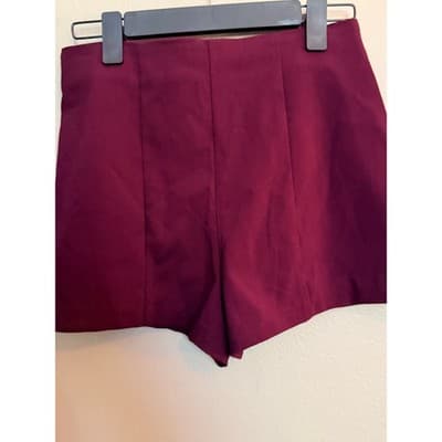 Forever 21 Fitted Shorts Women's Small Front Zipper Mid Rise Dark Plum - Thumbnail 10