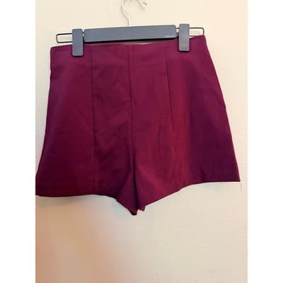 Forever 21 Fitted Shorts Women's Small Front Zipper Mid Rise Dark Plum - Thumbnail 9
