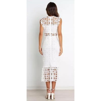 Petal & Pup Lauren Lace Midi Dress White Small Ruffle Sleeve Boho - Thumbnail 2