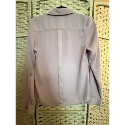 The Limited Lilac Button Front Blouse XS Purple Long Sleeve Pointed Collar - Thumbnail 9